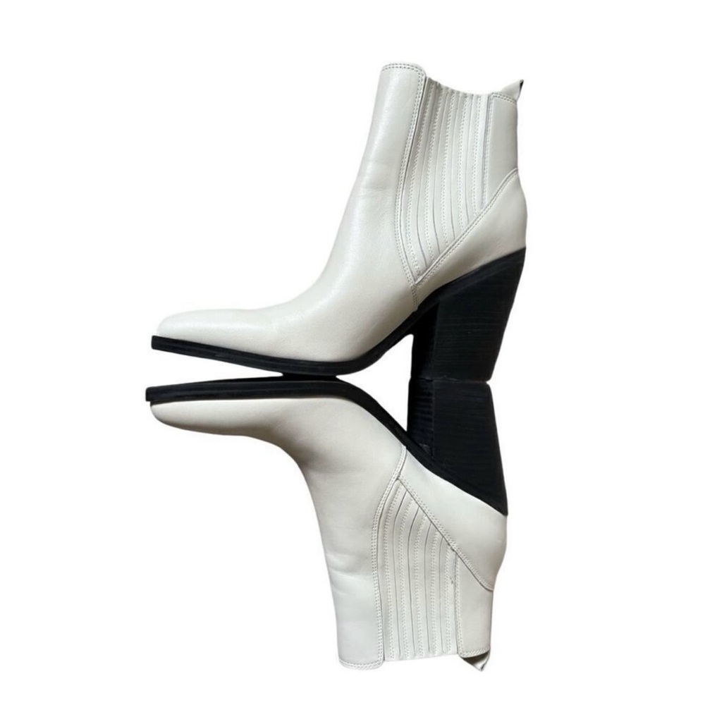 New White Boots Size 10 Ankle Booties Heeled Short Cowgirl Boots